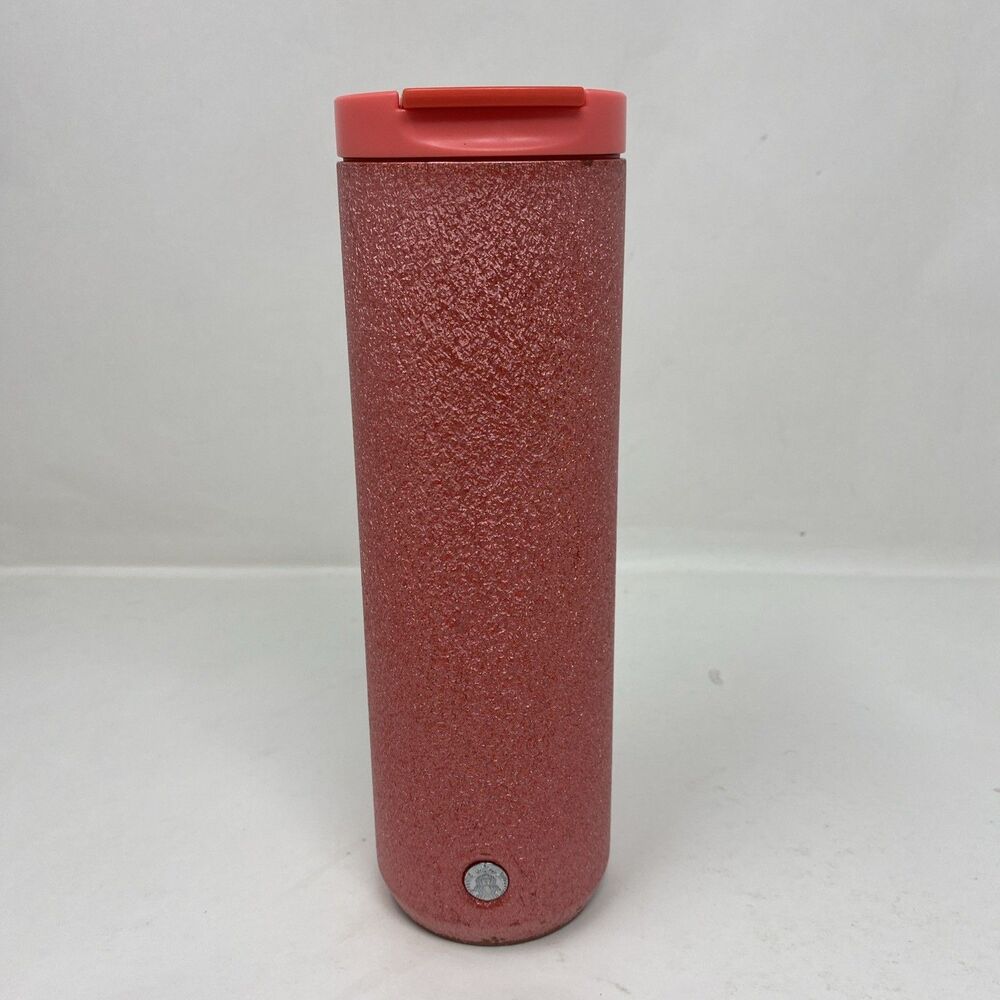 Starbucks 2022 16oz Coral Pink Glitter Vacuum Insulated Tumbler